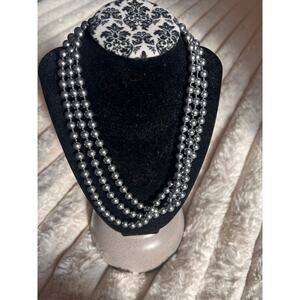 Gunmetal Layered Beaded Necklace